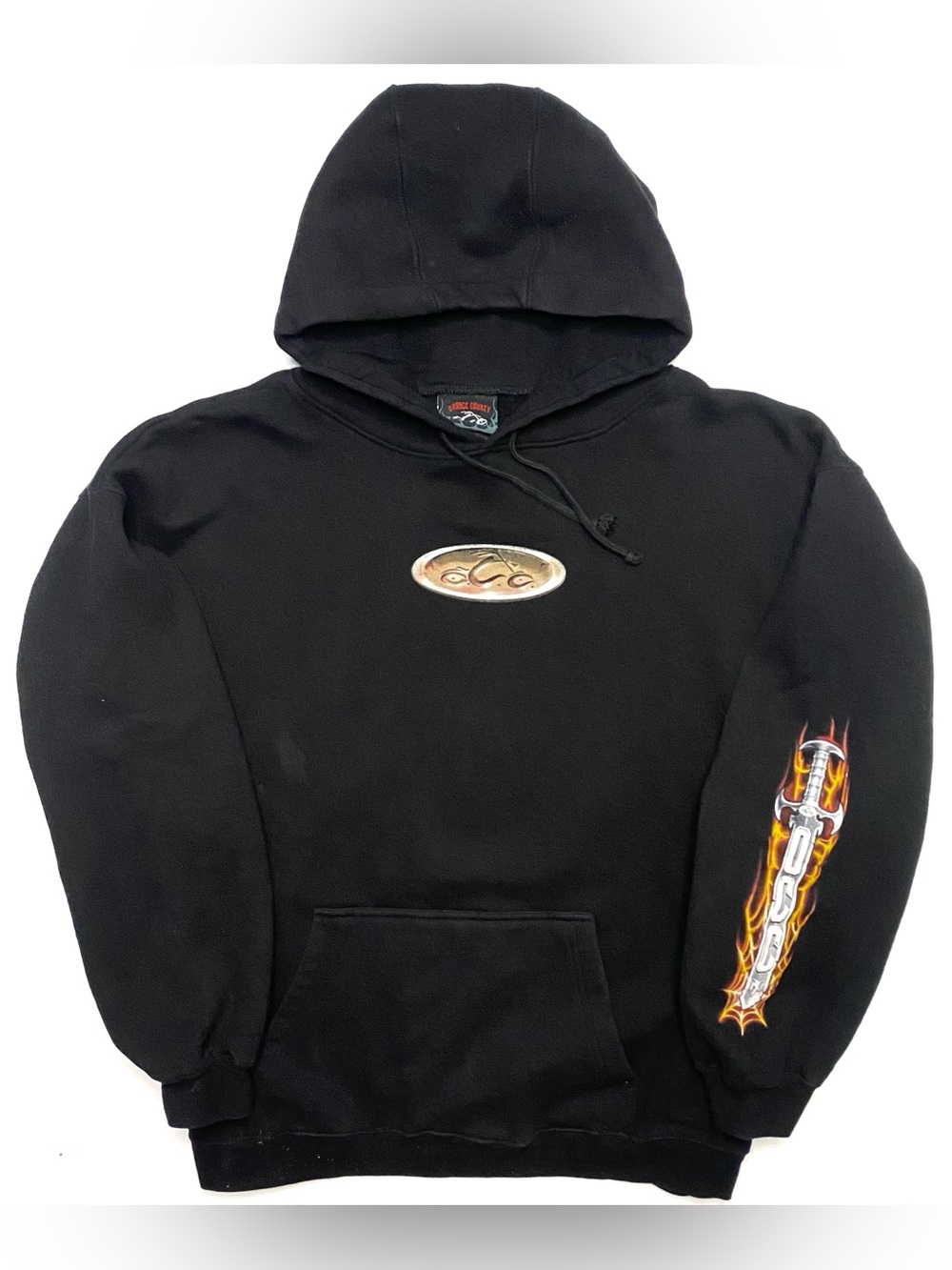 Vintage Y2K Orange County Choppers OCC Double Sided Flames Hoodie Sweatshirt XL